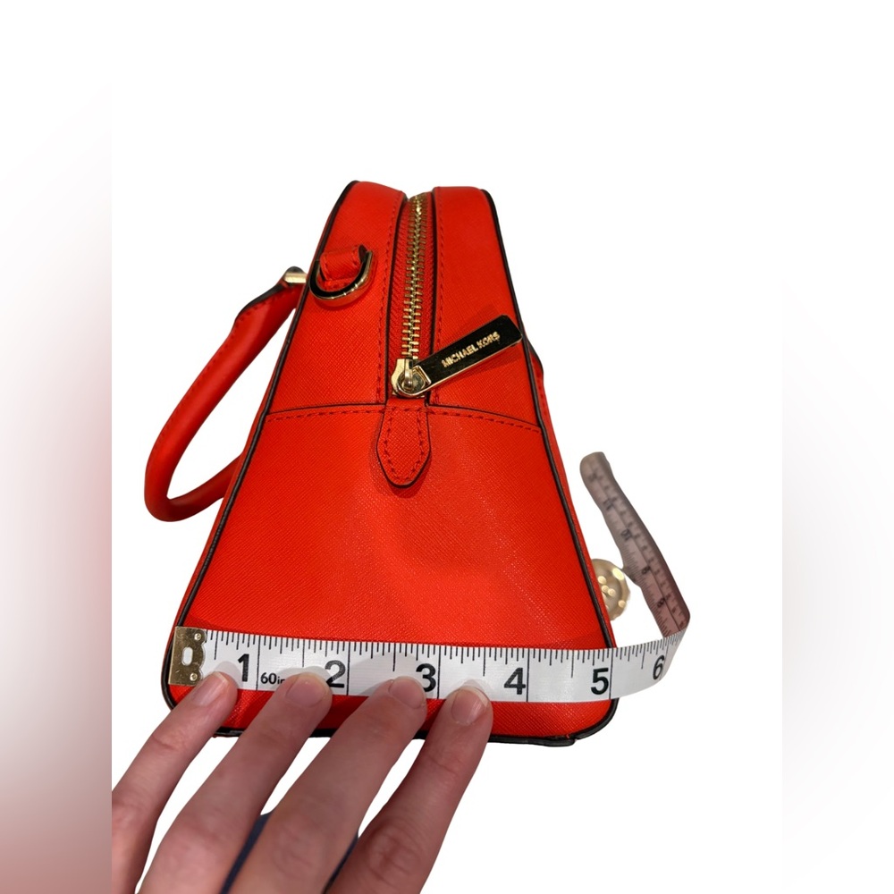 Michael Kors Saffiano Leather Satchel – Red MK Charm - Picture 10 of 13